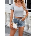 thumbnail image 2 of Biezeib Women Crop Basic T-Shirts Summer Solid Color Short Sleeve Tops Casual Pullovers for Streetwear Aesthetic Grunge Clothes, 2 of 6