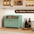 thumbnail image 6 of Double Layer Bread Box with Golden Trim for Kitchen Countertop, Wooden Bread Container for Kitchen Counter, Corner Bread Storage for Homemade Bread Green, 6 of 6
