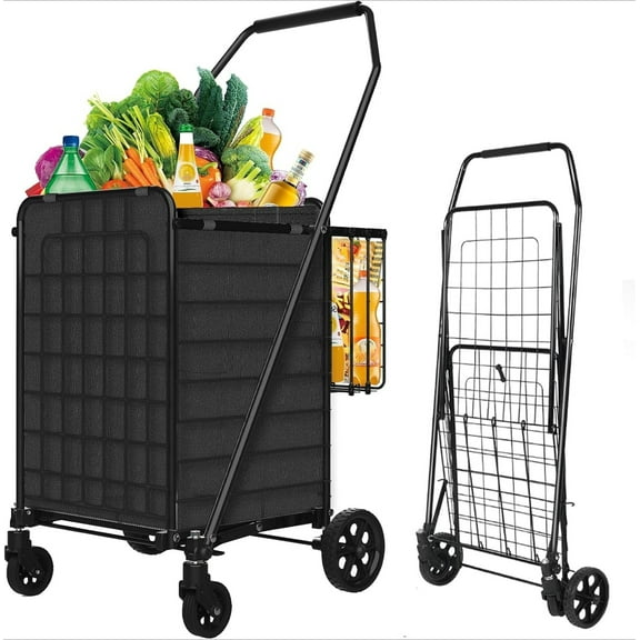 Heavy-duty foldable shopping cart, a compact and portable shopping trolley.