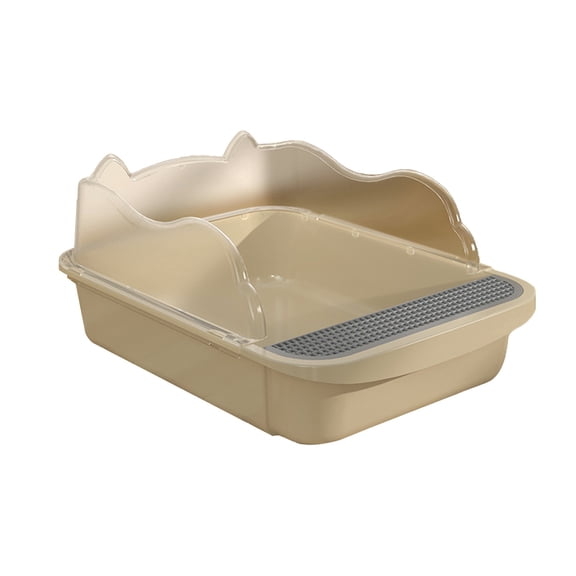 Semi-Enclosed Cat Litter Box, 43x28x18cm Plastic Splash-Proof Design, Multicolor, Ideal for Large Cats & Easy Cleaning