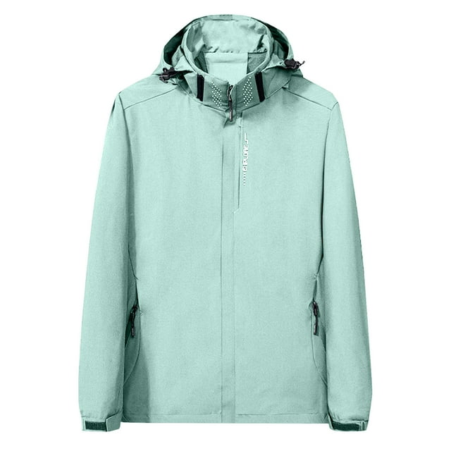 Timegard Rain Jackets for Women Plus Size Hooded Zipper Mid Length Raincoat Fall Solid Color Loose Jacket