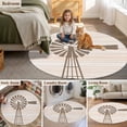 thumbnail image 5 of Rustic Windmill Round Area Rug 8Ft Washable Large Circle Rugs for Living Room Dorm, Vintage Country Farmhouse Wooden Grain Non-Slip Carpet Floor Mats Indoor Outdoor Carpet Runner Aesthetic Home Decor, 5 of 8