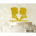 thumbnail image 1 of Couple Wedding Cake Topper Personalized Glitter Yellow Cake Topper Color Option Available 5-7 Inches Wide, 1 of 1