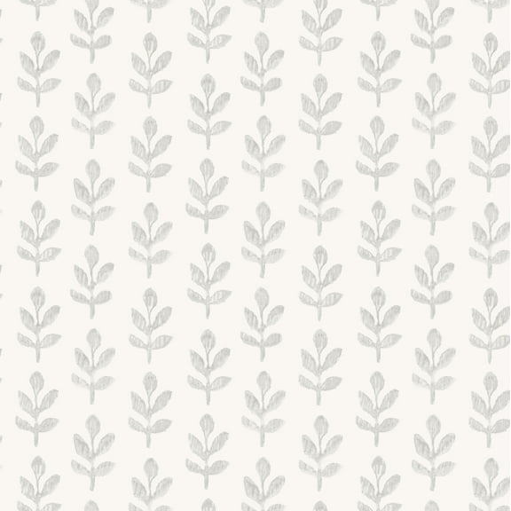 Chesapeake Whiskers Light Grey Leaf Wallpaper
