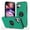 Green, variant on Hidden Ring Hook Stand Hybrid Case for iPhone 17 with Tempered Glass Screen Protector - Red