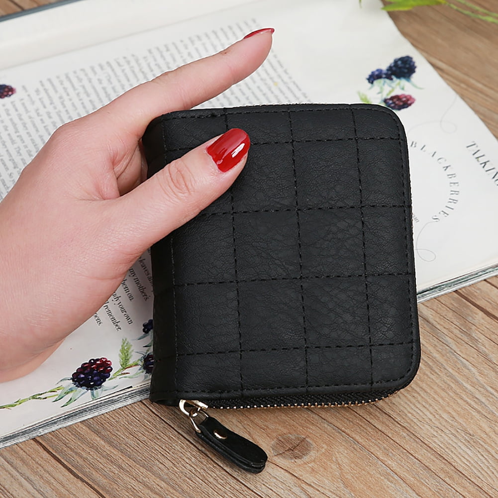 Bags, Womens Small Bifold Pu Leather Wallet Mini Card Holder Zipper Pocket  Coin Purse