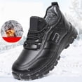 thumbnail image 5 of Snow Boots for Men Platform Soft Sole Lace up Waterproof LeatherWinter Booties Furry Lined Warm Winter Sneakers Black Size 9.5, 5 of 7