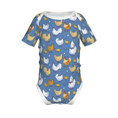 

Adobk Chicken Family Print Baby Climbing Clothes Jumpsuit Rompers Classic Rompers Child Short sleeve Bodysuits-9M