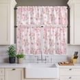 thumbnail image 4 of 3 Piece Kitchen Curtains and Valances Set Pink Floral Cafe Curtains 24 Inch Length Modern Farmhouse Aesthetic Shabby Chic Flower Valance & Tier Curtain for Living Room Bedroom 54"x18"+27"x24"*2, 4 of 6