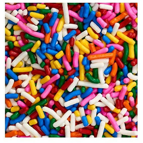 Sprinkle Deco® White Blue Yellow Red Green Orange Rainbow Cake Pop Cookie Cupcake Cakes Semi-Sweet Edible Confetti Decorations Sprinkles Desert Jimmies Toppers