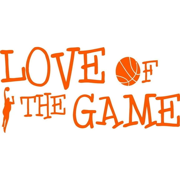 Boys Love of the Game Cute Sports Wall Decal Decoration Basketball Love Of The Game Text Lettering Lasts Years and Easily Removable - Size: 4 In(W) x 10 In(H)