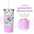 thumbnail image 5 of Biddlebee 20oz Insulated Stainless Steel Tumbler with Straw and Silicone Boot, Garden Blooms, 5 of 10