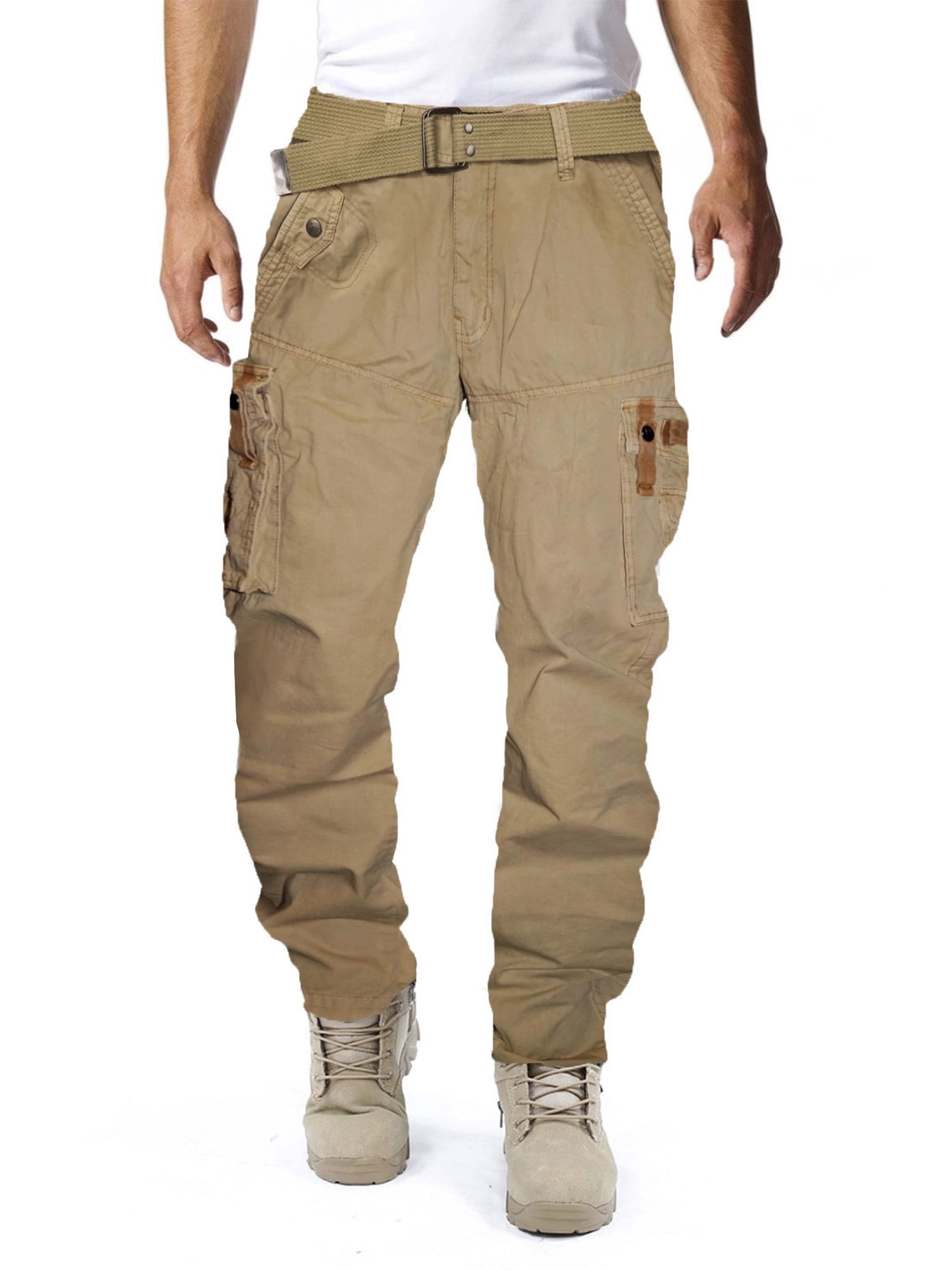 ETHANOL Men's Relaxed Cargo Pants with 6 Big Pockets Casual Work Combat ...