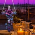 thumbnail image 4 of Purple Rose Cross Sun Visor Hanging Decoration - Rose Hanging Decor 2D Flat Stained Acrylic Stained Glass Hanging Decoration for Christmas Room Aesthetic Garden Yard and Balcony Decor - 1 Ornament, 4 of 8
