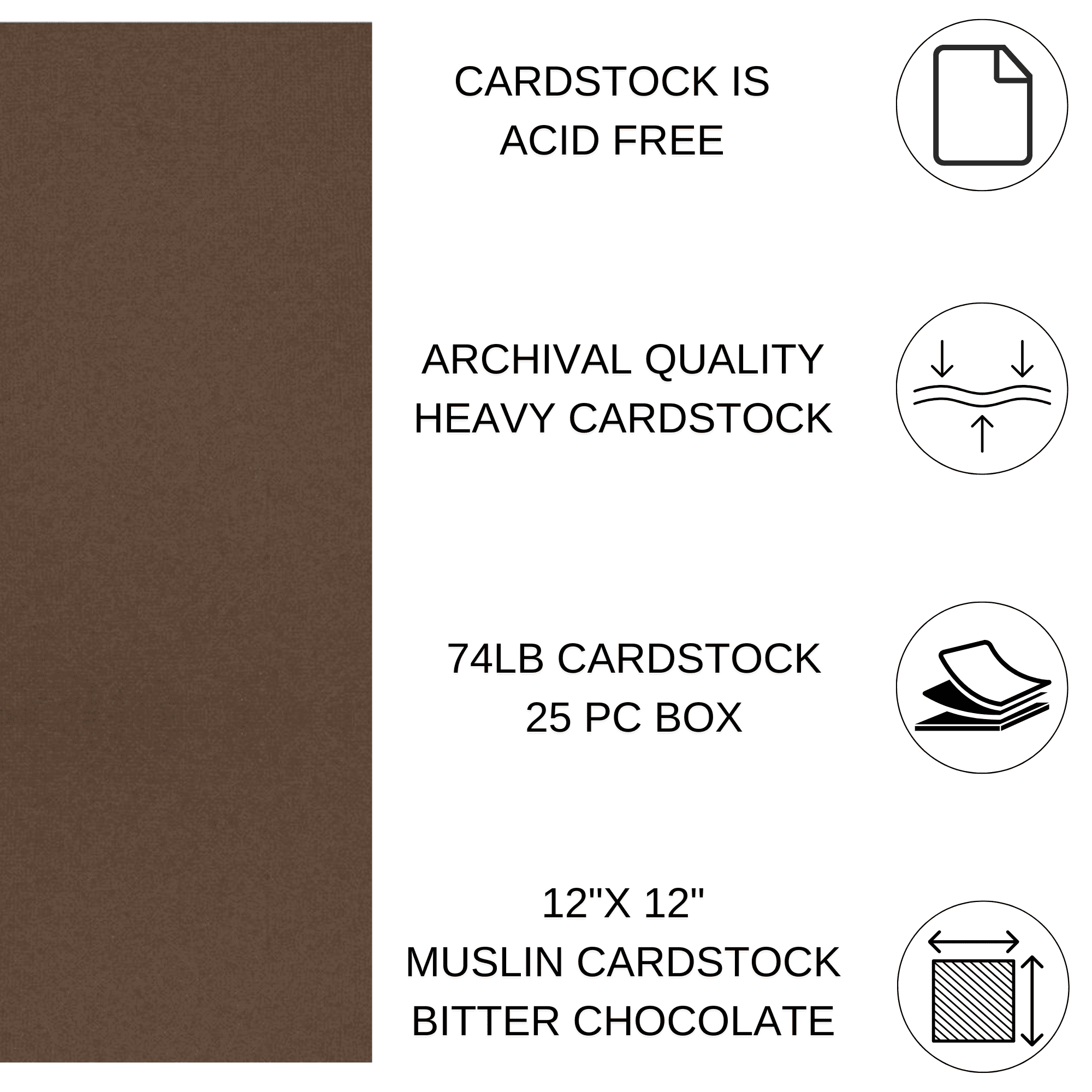 Paper Accents Cardstock 12"x 12" Muslin 74lb Bitter Chocolate 25pc