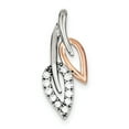 thumbnail image 1 of 925 Sterling Silver Rose Cubic Zirconia Cz Leaf Slide Pendant Charm Omega, 1 of 6