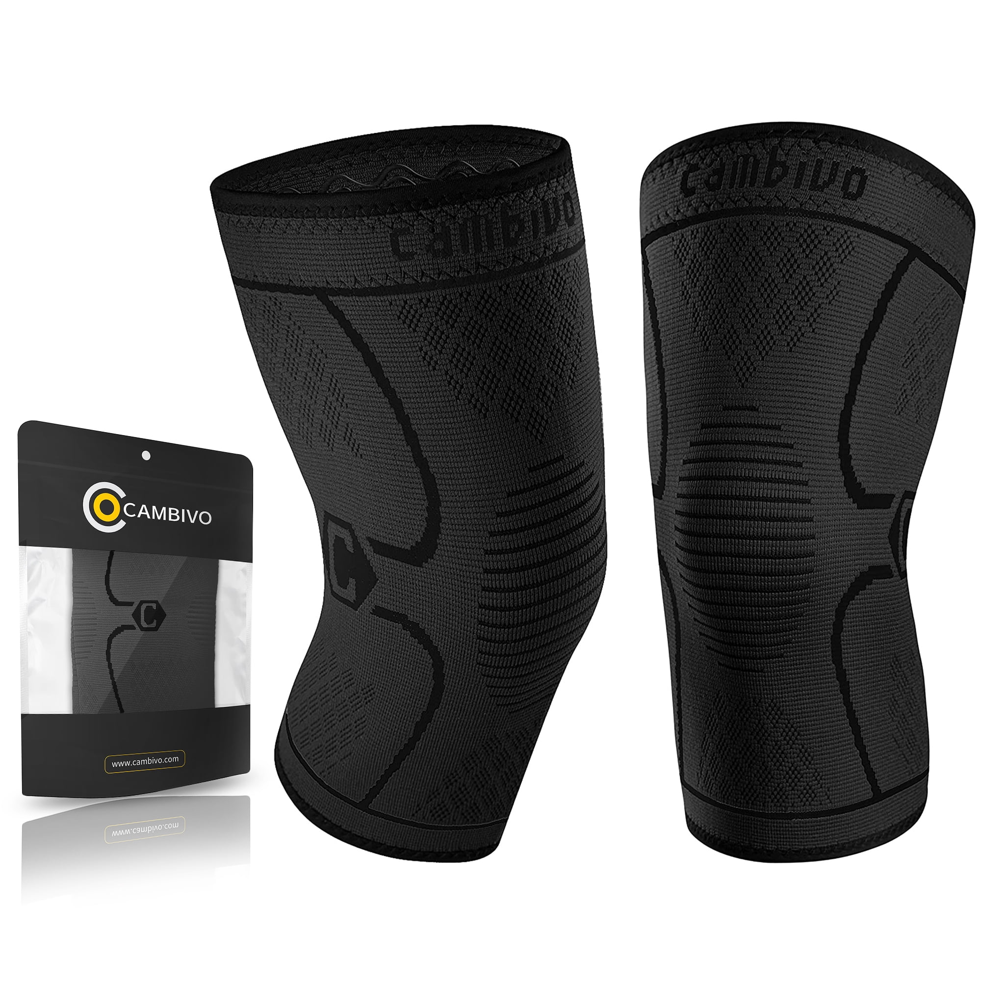 Relieving Joint Discomfort and Muscle Fatigue ACL Arthritis CAMBIVO 2 x Knee Support Brace for Men & Women Sports Meniscus Tear Compression Sleeves for Running