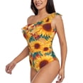 thumbnail image 5 of Daiia Diamond Bohemian Sunflower Women's One Piece Swimsuits Personalized One Shoulder Swimwear Asymmetric Ruffle Bathing Suits-X-Large, 5 of 8
