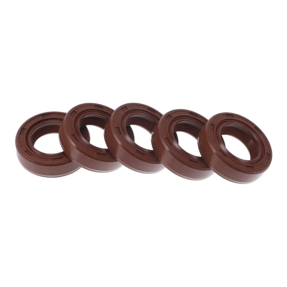 Sellos de Aceite Universales TC Doble Labio con Resorte de Acero 15x25x7mm Alta Presión Caucho FKM Marrón 5 Pcs