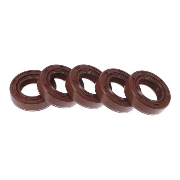 Sellos de Aceite Universales TC Doble Labio con Resorte de Acero 15x25x7mm Alta Presión Caucho FKM Marrón 5 Pcs