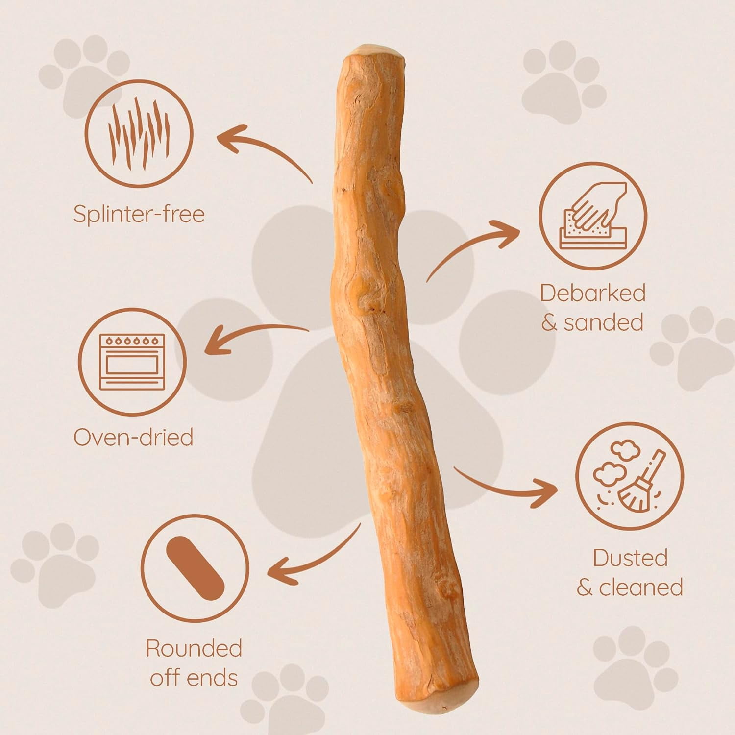 Wildfang® 3 Coffee Wood Dog Chew Stick (Size S) - Natural Dog Chew Toy for Aggressive Chewers