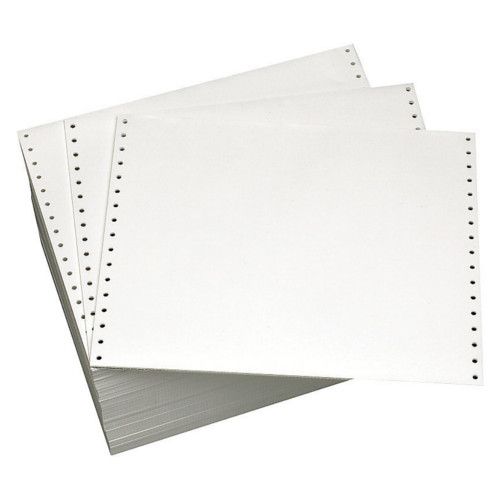 Continuous Paper Blank 12 x 8 ½ , Alliance Side Perfs | 92 Bright | 20 lb. White, 2,700 Sheets | Case