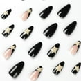 thumbnail image 2 of 24pcs/box Fake French y2k Nails Press On Long Stiletto Almond Shape Wearable False Nails With Stars Designs Full Cover Nail Tips, 2 of 5