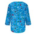 thumbnail image 4 of Fiudx Ofertas Flash Del Día Camiseta Holgada de Manga 3/4 con Botones Estampados para Mujer, 4 of 5