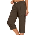 thumbnail image 6 of Lyrcatrment Womens Cargo Capris Elastic High-Rise Regular Fitting Straight Leg Summer Casual Trendy Hiking Workout Outdoor Capri Pants Cropped Pant with Pockets, 6 of 9