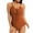 Rusty Red, variant on Csndyce Women One Piece Swimsuit Backless Halter Bathing Suit Solid Color Sexy V Neck Lace Up Bikini