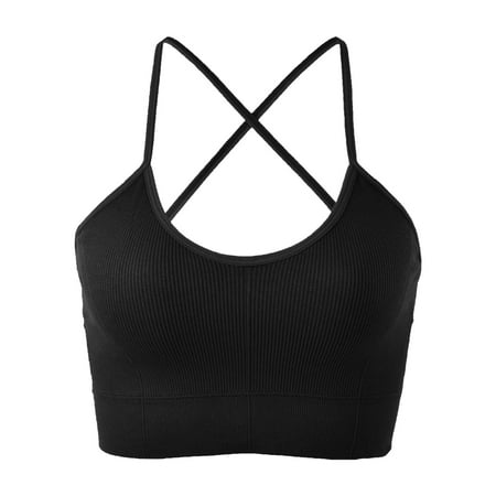 

Mishuowoti Women s Sports Bra Padded Crossback Bustier Without Underwire Spaghetti Straps Fitness Push Up Stretch Longline Top Sports gifts my orders