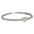 thumbnail image 7 of Heart Bangle Bracelet Crystal Accents Silver Tone Adult Women Female Gift Boxed, 7 of 7