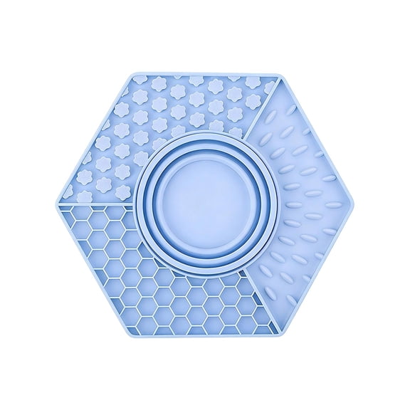 Pet Slow Feeder Bowl, Non-Slip Suction Cup Silicone 2-in-1 Licking Mat with Slow Food Bowl, Foldable Slow Feeding Mat for Dogs and Cats, Prevents Choking Portable Travel Pet Feeding Supplies 1 Pack