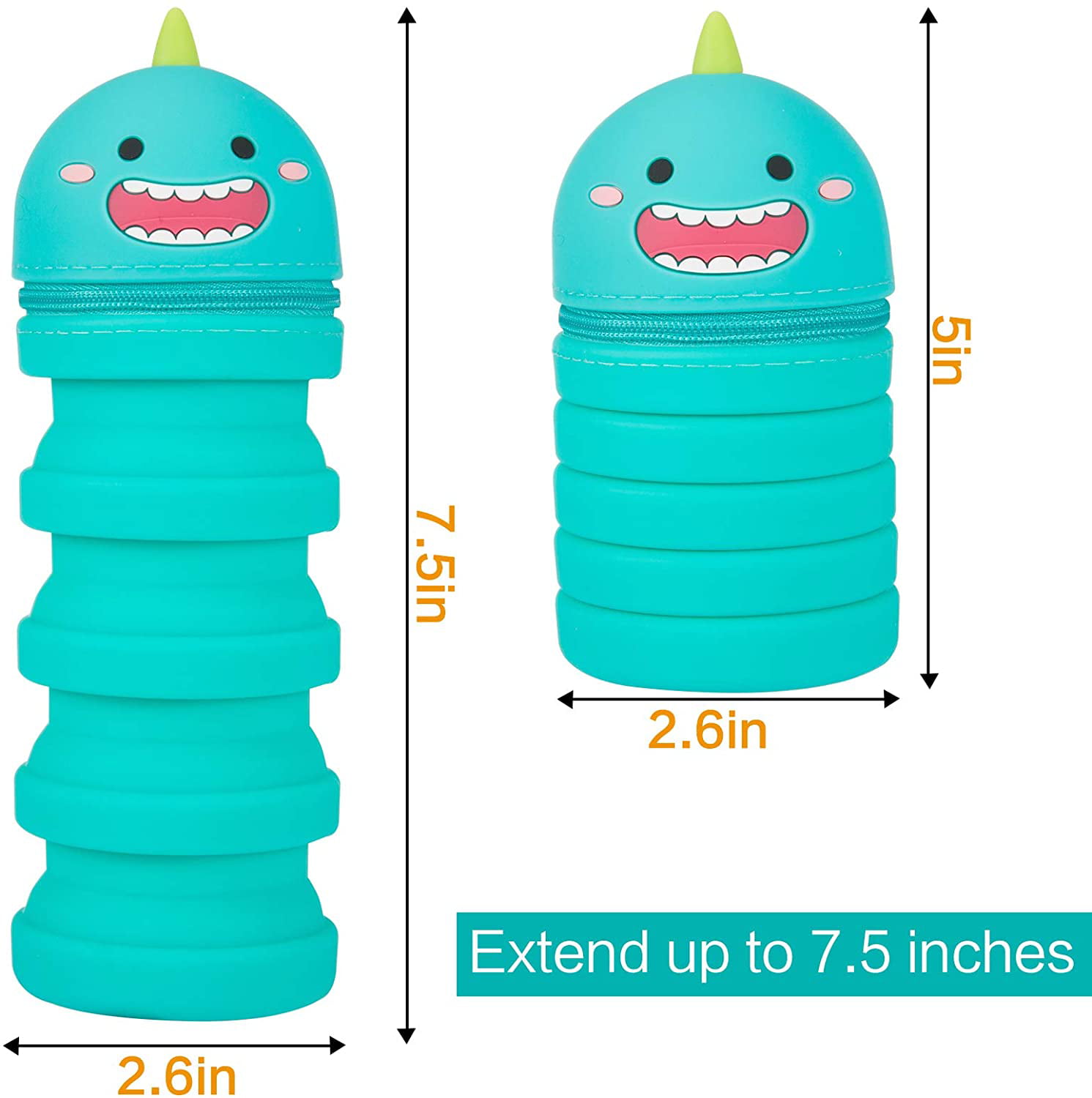 Silicone Dinosaur Stand Up Pencil Case- Telescopic Standing Pencil