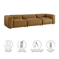 thumbnail image 6 of 3 pcs Modular Sofa, Brown, Faux Leather, Living Room Lounge Cafe Lobby Hospitality Restaurant, Modern Contemporary, HB37676, 6 of 8
