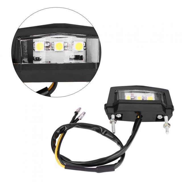 License Plate Light, 12V Universal Motorcycle Motorbike LED License Plate Light Rear Tail Lamp White