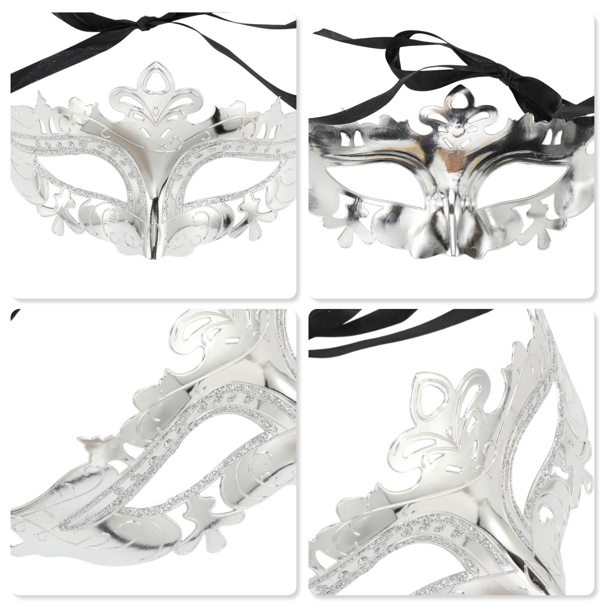 Unique Bargains 1 Pack Electroplated Half-face Party Mask for Masquerade Silver Tone