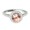 thumbnail image 2 of Mauli Jewels Engagement Rings for Women 1.20 Carat Halo Morganite And Diamond Engagement Ring 4 Prong-Setting 14k White Gold, 2 of 6