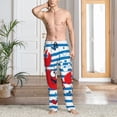 thumbnail image 2 of Sikiie Red Funny Crab on Blue Stripe Mens Pajama Pants Sleep & Lounge Pants, PJ Bottoms With elastic waistb and Pockets Large, 2 of 6