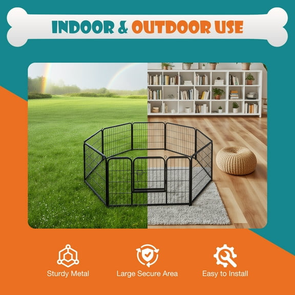 LIFERECORD 8 Panels 24in Dog Playpen Indoor for Yard Puppy
