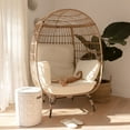 thumbnail image 5 of Barton Egg Chair with Stand - Rattan Wicker Outdoor Patio Lounge Beige, 5 of 7