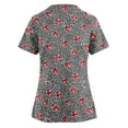 thumbnail image 3 of Print Scrub Tops Women Love Heart Printed V Neck Breathable Workwear Shirt Short Sleeve Professionals Soft Stretch Valentine's Day T-Shirts with Pockets gray 5X-Large, 3 of 4