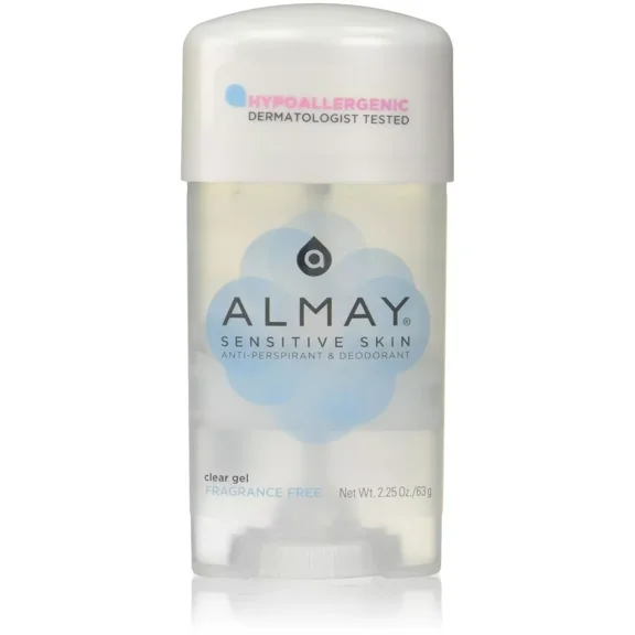 Almay Sensitive Skin Clear Gel Anti-Perspirant & Deodorant, Fragrance Free,2.25 oz(4 Pack)