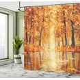 thumbnail image 5 of Ambesonne Autumn Shower Curtain, Forest Lake Fall Trees, 69"Wx84"L, Orange Brown, 5 of 5