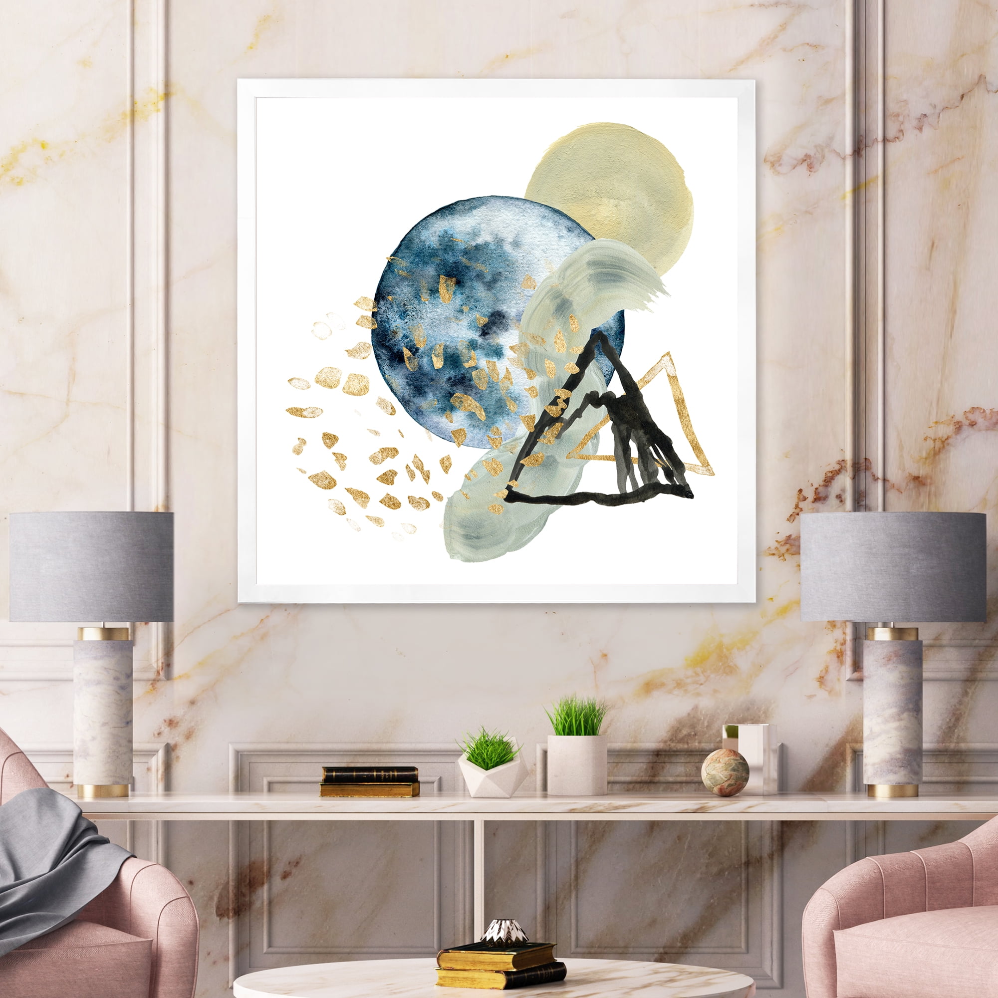 Designart 'Minimalistic Landscape of Moon With Mountains II' Modern Framed Art Print