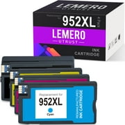 LemeroUtrust 952XL Ink Cartridge for HP 952 XL 952XL Ink Cartridges for Officejet Pro 8710 7720 8720 8740 7740 8715 8730 8725 Printer (Black Cyan Magenta Yellow, 4-Pack)