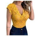 thumbnail image 2 of Clearance under 5.00 Lindreshi Tank Tops for Women Clearance Women's Sexy Slim Solid Lace V-Neck Sleeveless Top, 2 of 3