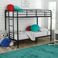 thumbnail image 4 of (2 pack) Your Zone Kids Metal Twin over Twin Quad Bunk Bed with Ladder and Guardrails, Black, 4 of 11