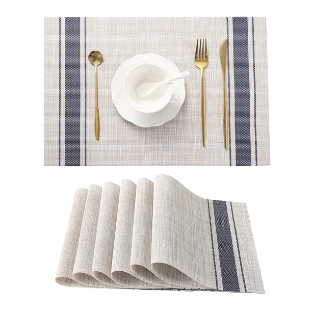 Set de 6 Individuales de Mesa Leetaltree en Caqui y Azul Resistente al Calor de PVC