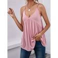 thumbnail image 4 of Women Bulid in Bra Casual Flowy Adjustable Spaghetti Strap Tank Top Pink L, 4 of 9